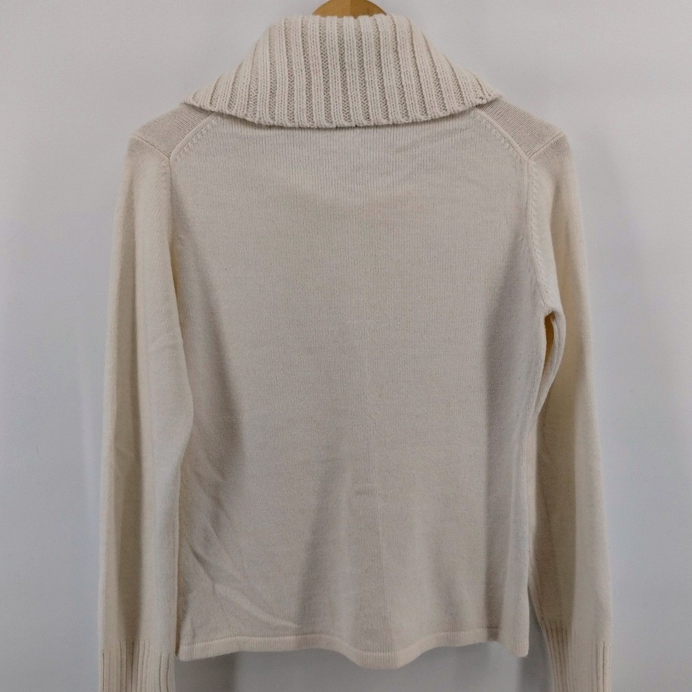 Ann Taylor LOFT Womens Cream Wool Blend Cowl Neck Sweater Size Medium - Picture 2 of 7